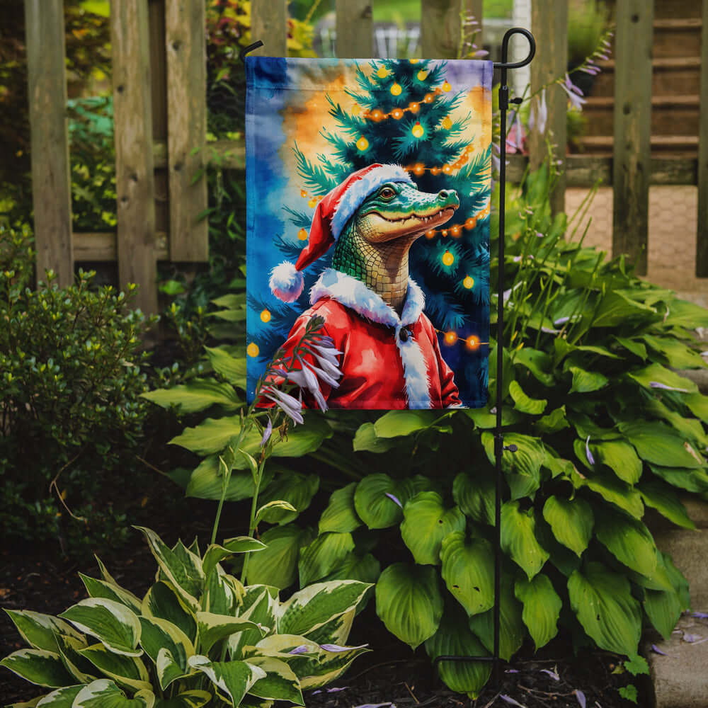Alligator Christmas Garden Flag Mailbox Decorative Yard Banner Outside Patio Artwork for Flower Beds, Garden Size, Multicolor