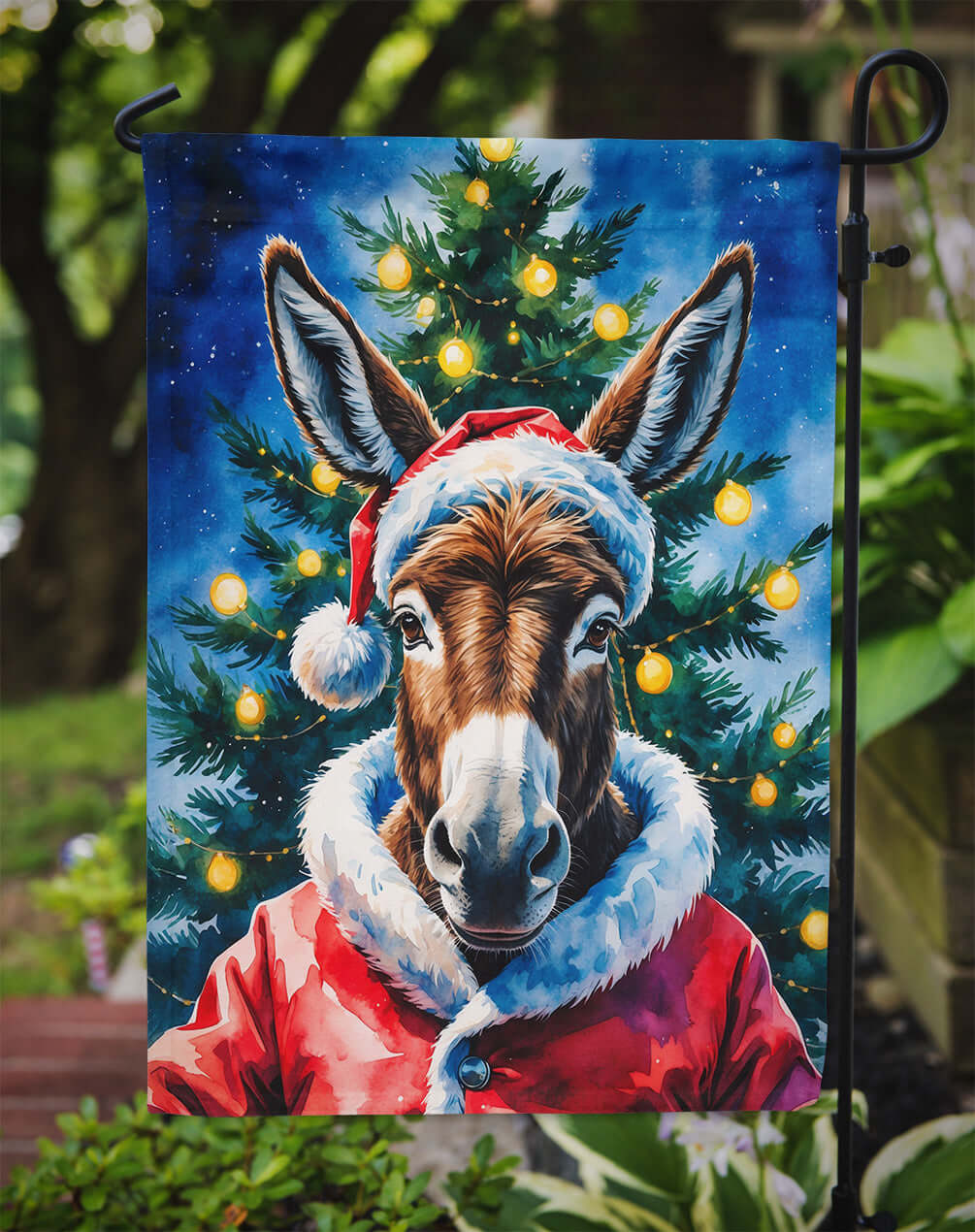 Donkey Christmas Garden Flag Mailbox Decorative Yard Banner Outside Patio Artwork for Flower Beds, Garden Size, Multicolor