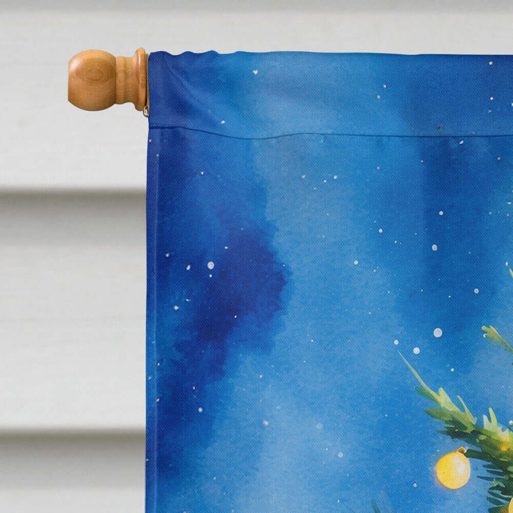 Cow Christmas House Flag 28x40 Porch Sleeve Pole Decorative Outside Yard Banner Artwork Wall Hanging, Polyester