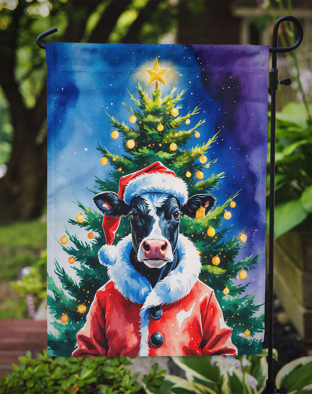 Cow Christmas Garden Flag Mailbox Decorative Yard Banner Outside Patio Artwork for Flower Beds, Garden Size, Multicolor