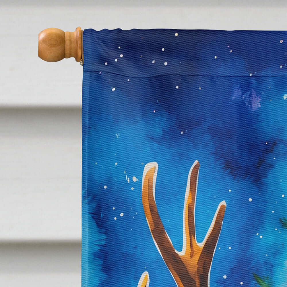 Deer Christmas House Flag 28x40 Porch Sleeve Pole Decorative Outside Yard Banner Artwork Wall Hanging, Polyester