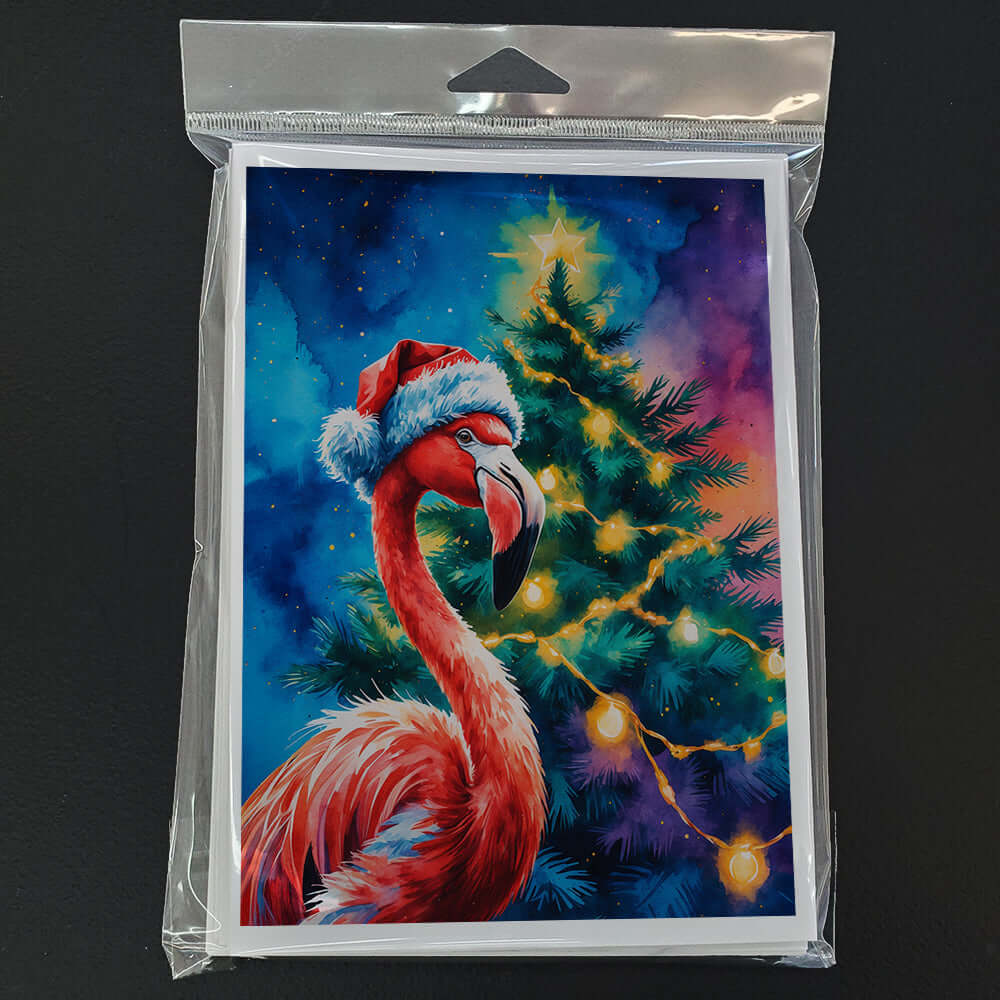 Flamingo Christmas Greeting Cards Pack of 8 Blank Cards with Envelopes Whimsical A7 Size 5x7
