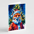 Fox Christmas Greeting Cards Pack of 8 Blank Cards with Envelopes Whimsical A7 Size 5x7