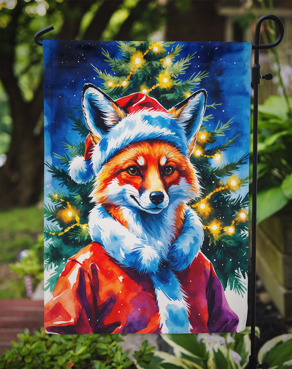 Fox Christmas Garden Flag Mailbox Decorative Yard Banner Outside Patio Artwork for Flower Beds, Garden Size, Multicolor
