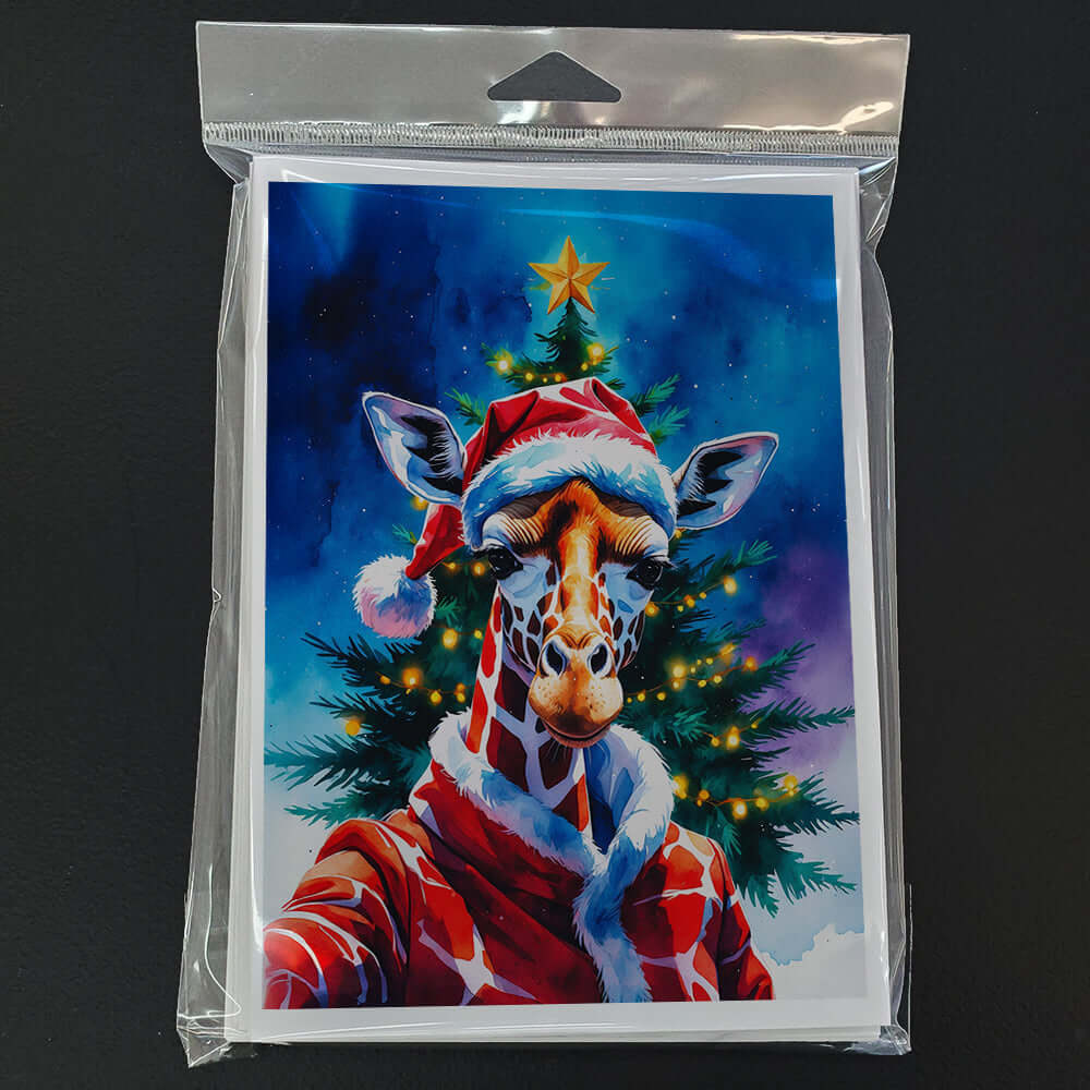 Giraffe Christmas Greeting Cards Pack of 8 Blank Cards with Envelopes Whimsical A7 Size 5x7