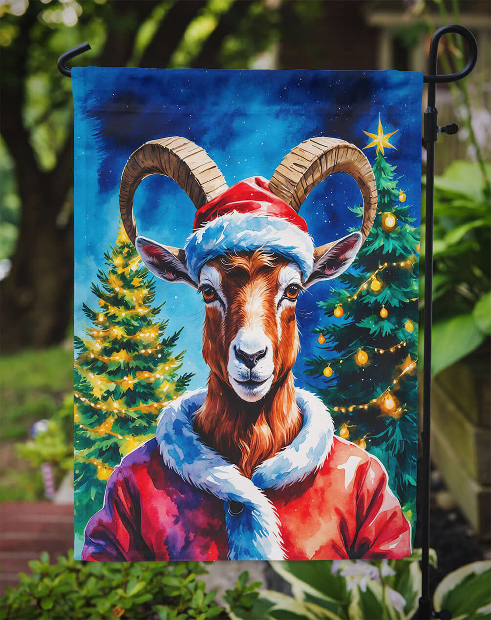 Goat Christmas Garden Flag Mailbox Decorative Yard Banner Outside Patio Artwork for Flower Beds, Garden Size, Multicolor