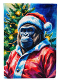 Gorilla Christmas House Flag 28x40 Porch Sleeve Pole Decorative Outside Yard Banner Artwork Wall Hanging, Polyester