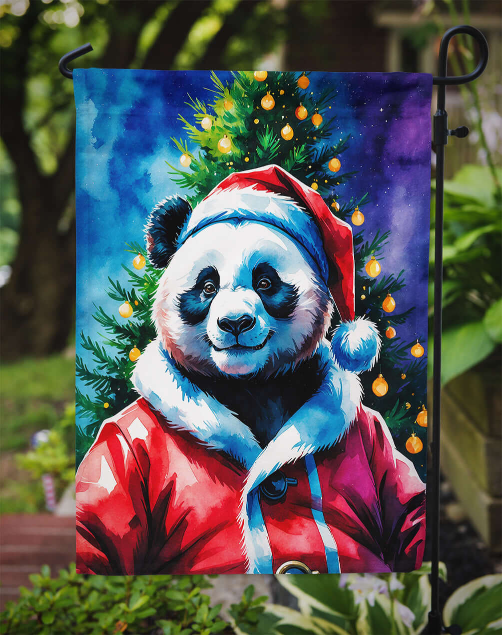 Panda Christmas Garden Flag Mailbox Decorative Yard Banner Outside Patio Artwork for Flower Beds, Garden Size, Multicolor