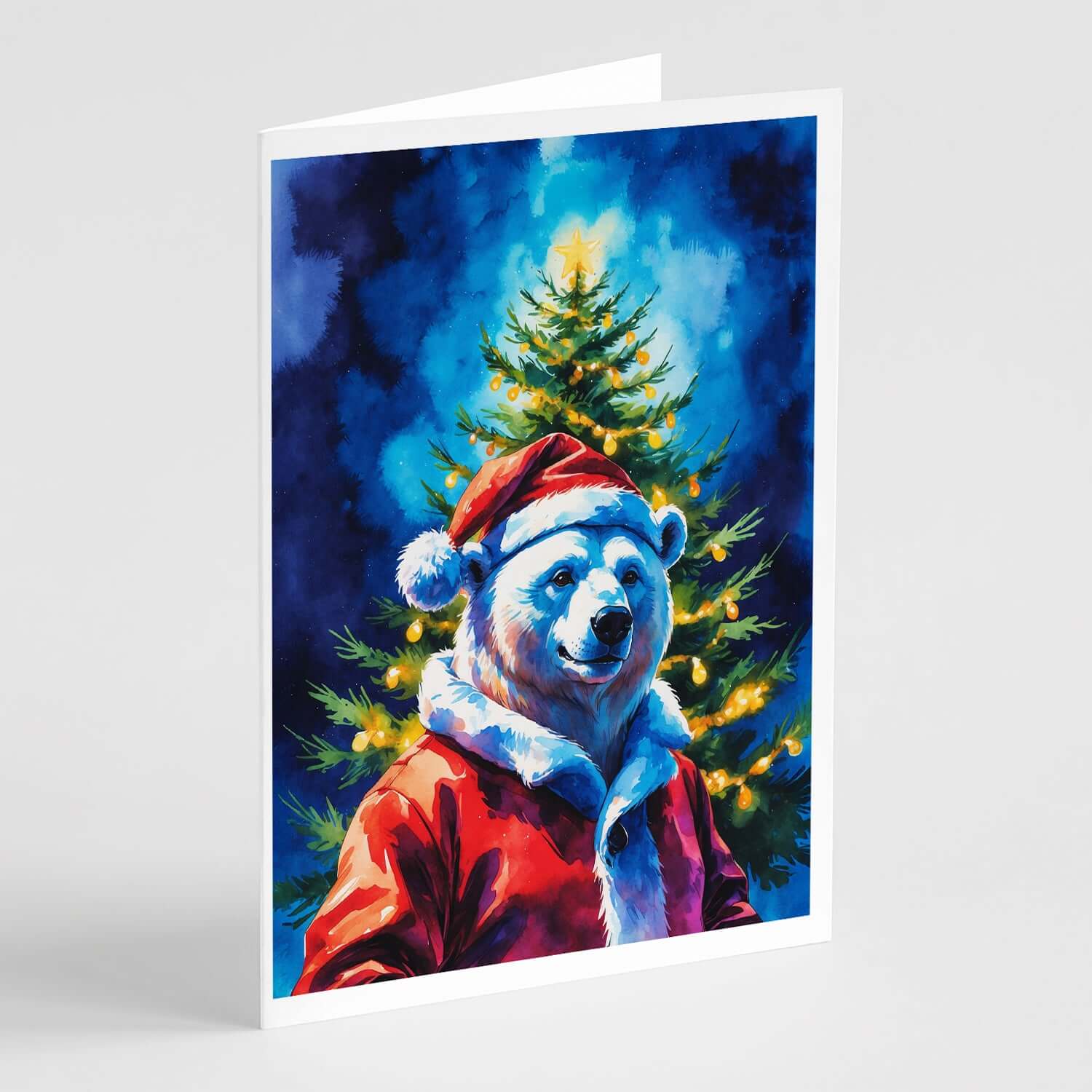 Polar Bear Christmas Greeting Cards Pack of 8 Blank Cards with Envelopes Whimsical A7 Size 5x7