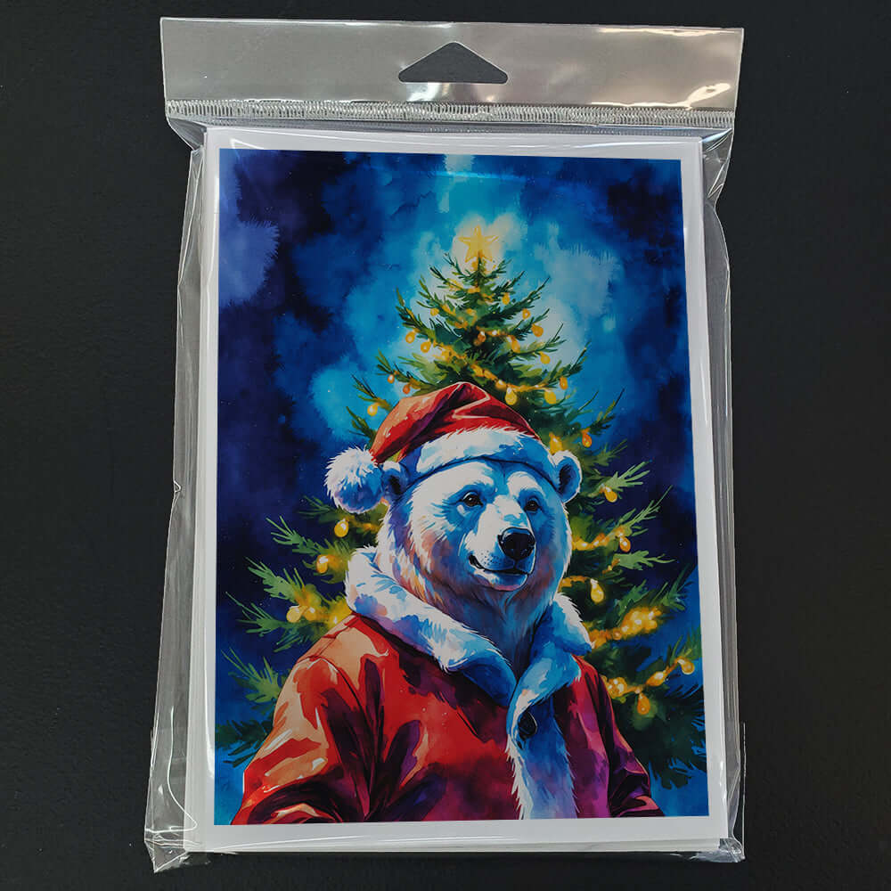 Polar Bear Christmas Greeting Cards Pack of 8 Blank Cards with Envelopes Whimsical A7 Size 5x7