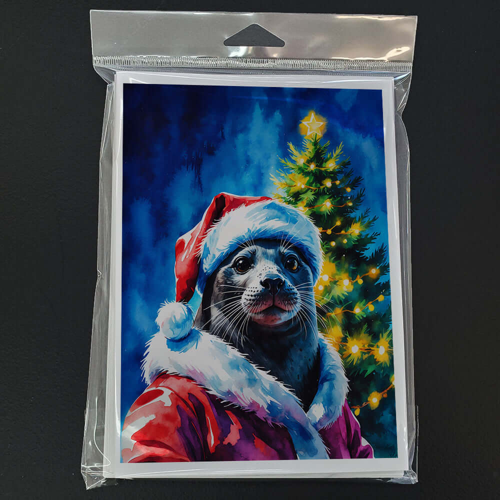Seal Christmas Greeting Cards Pack of 8 Blank Cards with Envelopes Whimsical A7 Size 5x7