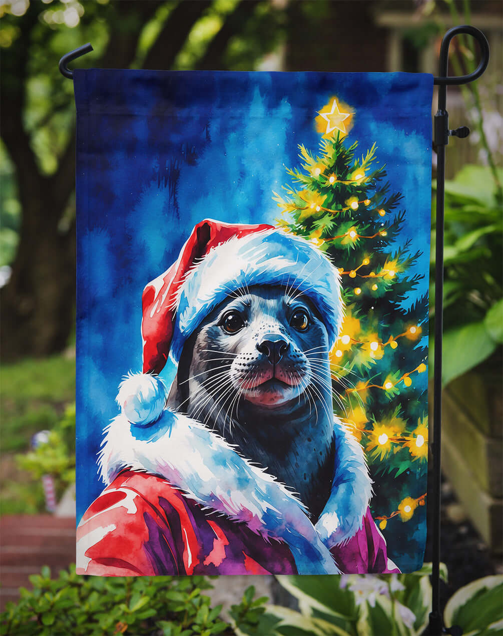 Seal Christmas Garden Flag Mailbox Decorative Yard Banner Outside Patio Artwork for Flower Beds, Garden Size, Multicolor