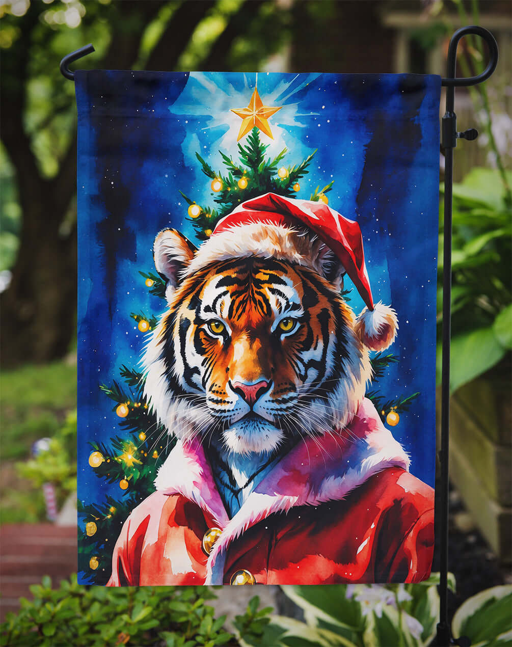 Tiger Christmas Garden Flag Mailbox Decorative Yard Banner Outside Patio Artwork for Flower Beds, Garden Size, Multicolor