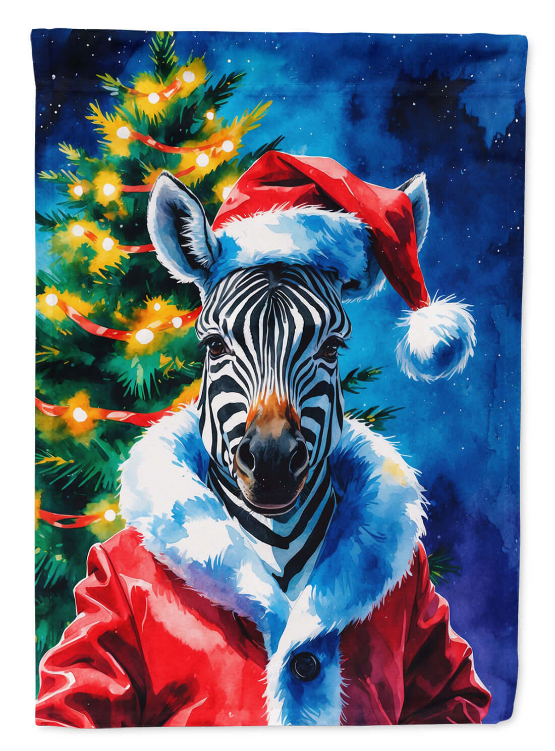 Zebra Christmas House Flag 28x40 Porch Sleeve Pole Decorative Outside Yard Banner Artwork Wall Hanging, Polyester