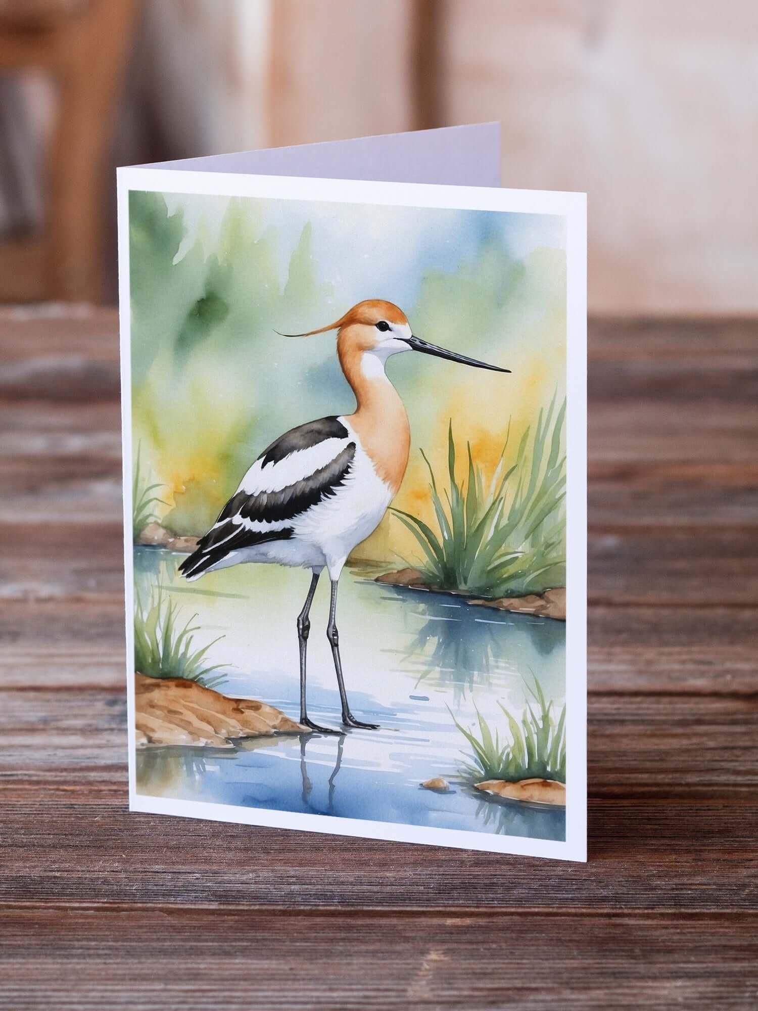 American Avocet Bird Greeting Cards Pack of 8 Blank Cards with Envelopes Whimsical A7 Size 5x7