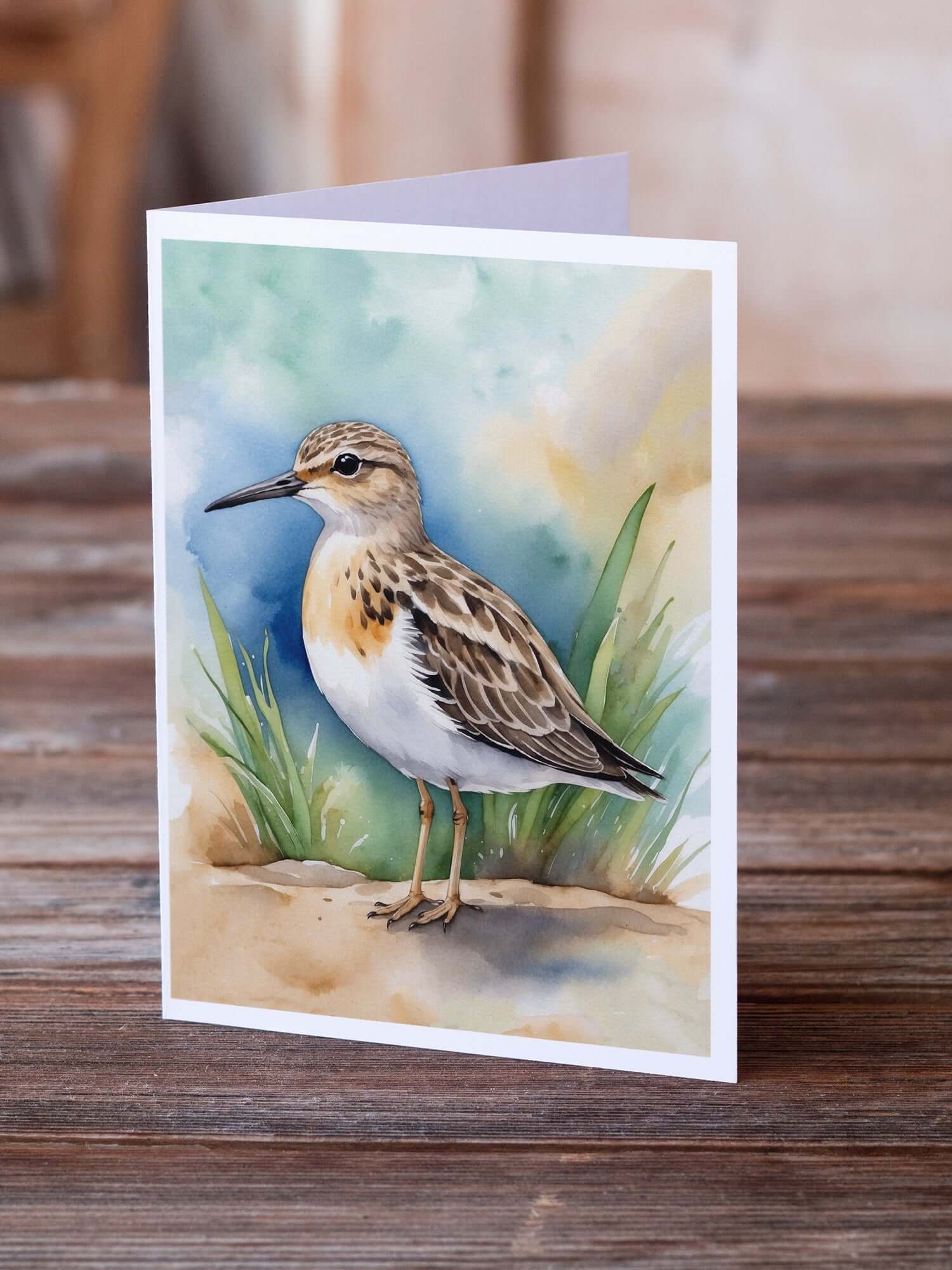 Buff-breasted Sandpiper Bird Greeting Cards Pack of 8 Blank Cards with Envelopes Whimsical A7 Size 5x7