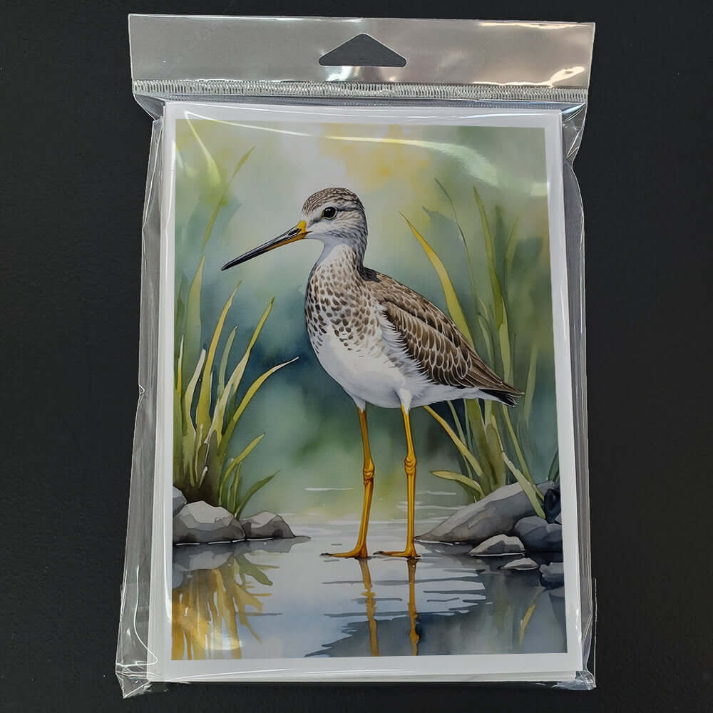Greater Yellowlegs Bird Greeting Cards Pack of 8 Blank Cards with Envelopes Whimsical A7 Size 5x7