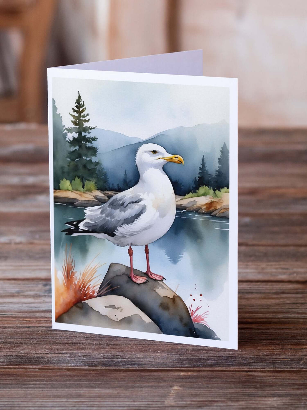 Herring Gull Bird Greeting Cards Pack of 8 Blank Cards with Envelopes Whimsical A7 Size 5x7