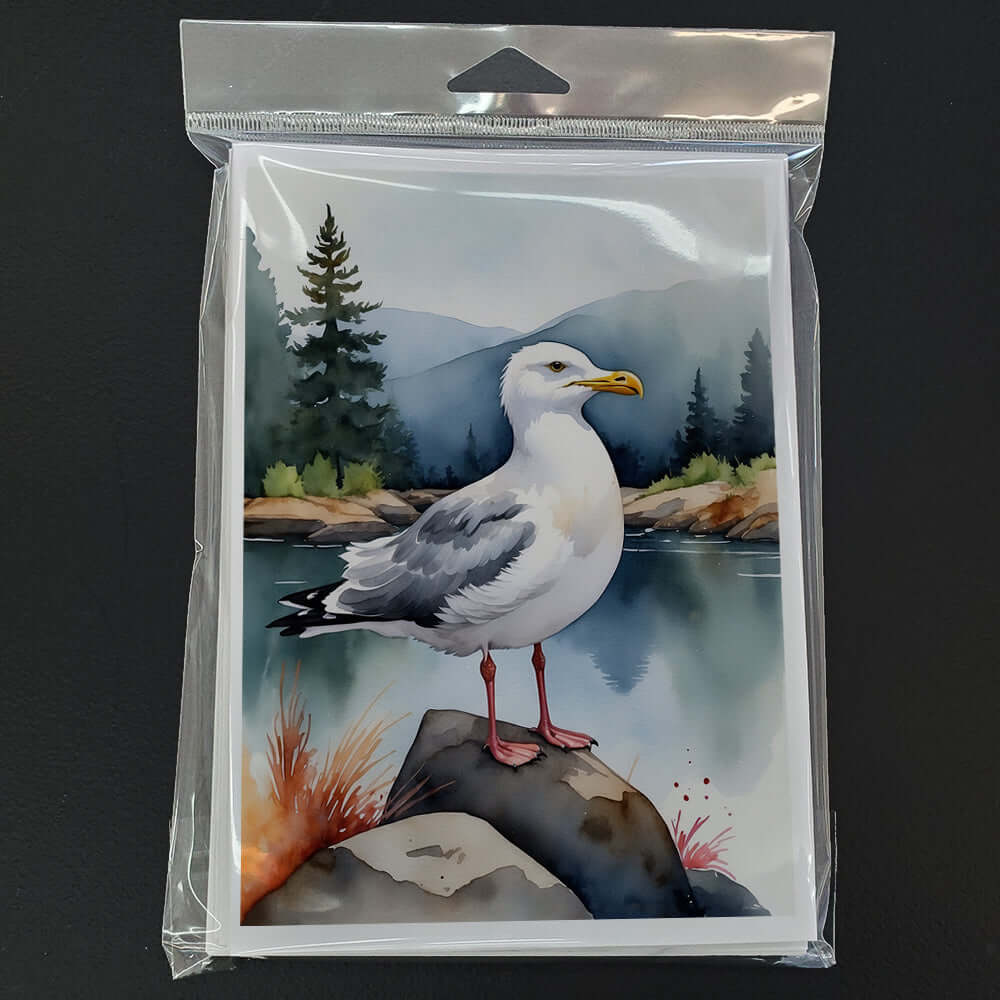 Herring Gull Bird Greeting Cards Pack of 8 Blank Cards with Envelopes Whimsical A7 Size 5x7