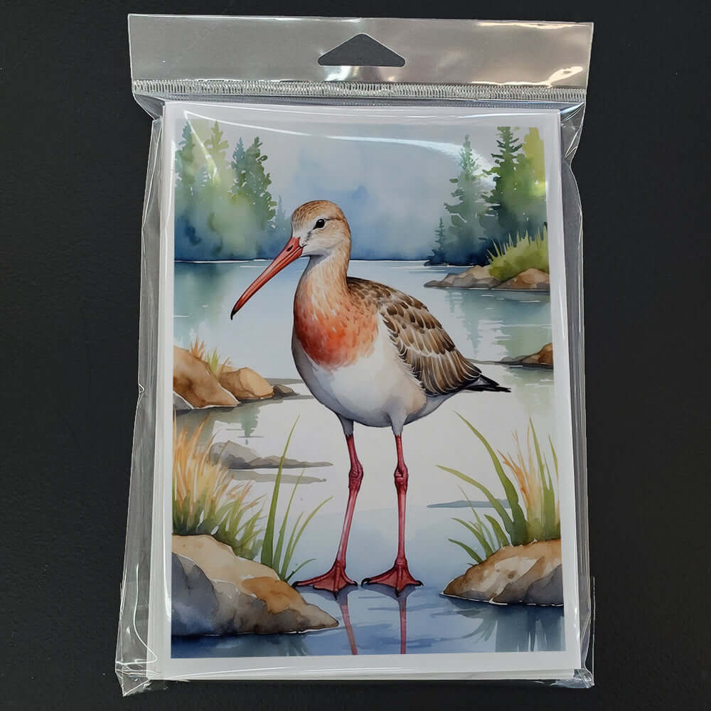 Hudsonian Godwit Bird Greeting Cards Pack of 8 Blank Cards with Envelopes Whimsical A7 Size 5x7