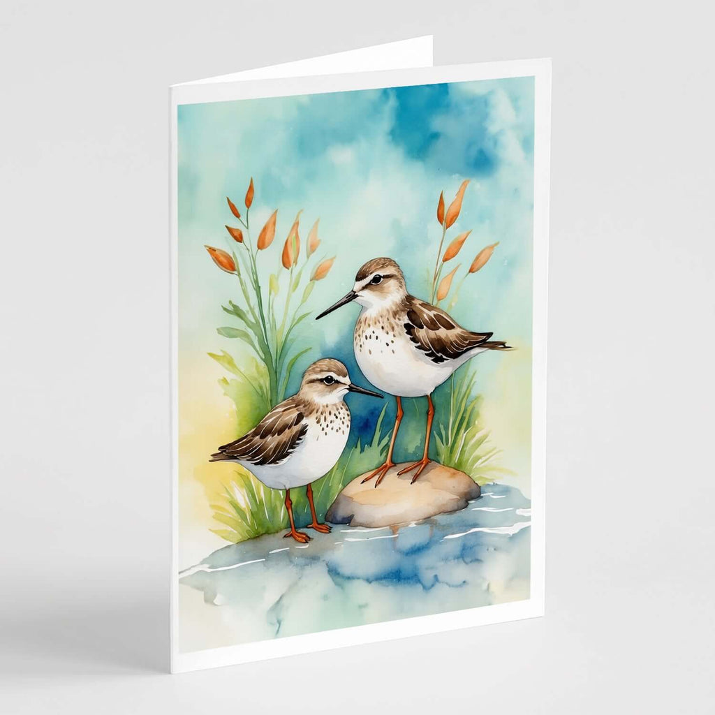 Sandpipers Bird Greeting Cards Pack of 8 Blank Cards with Envelopes Whimsical A7 Size 5x7