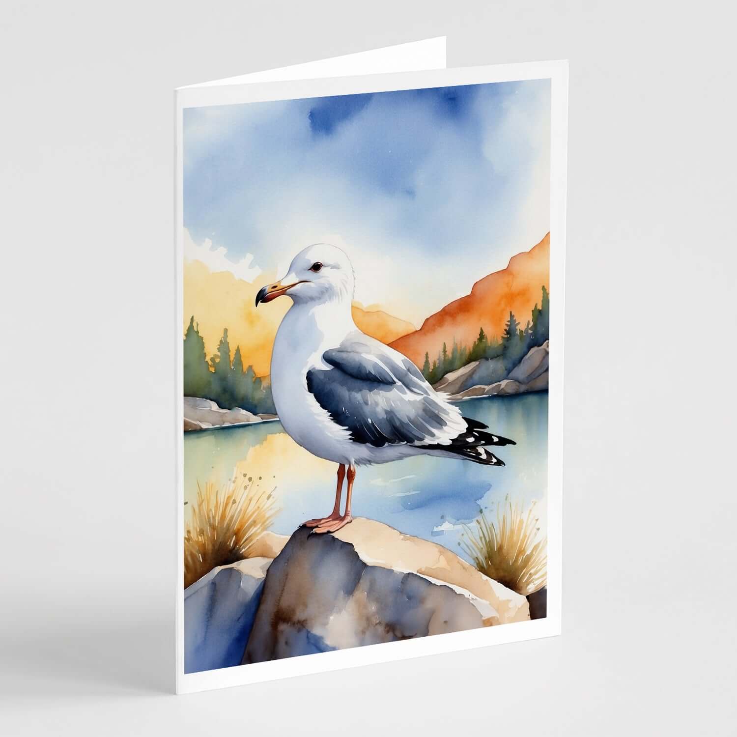 Seagull Bird Greeting Cards Pack of 8 Blank Cards with Envelopes Whimsical A7 Size 5x7