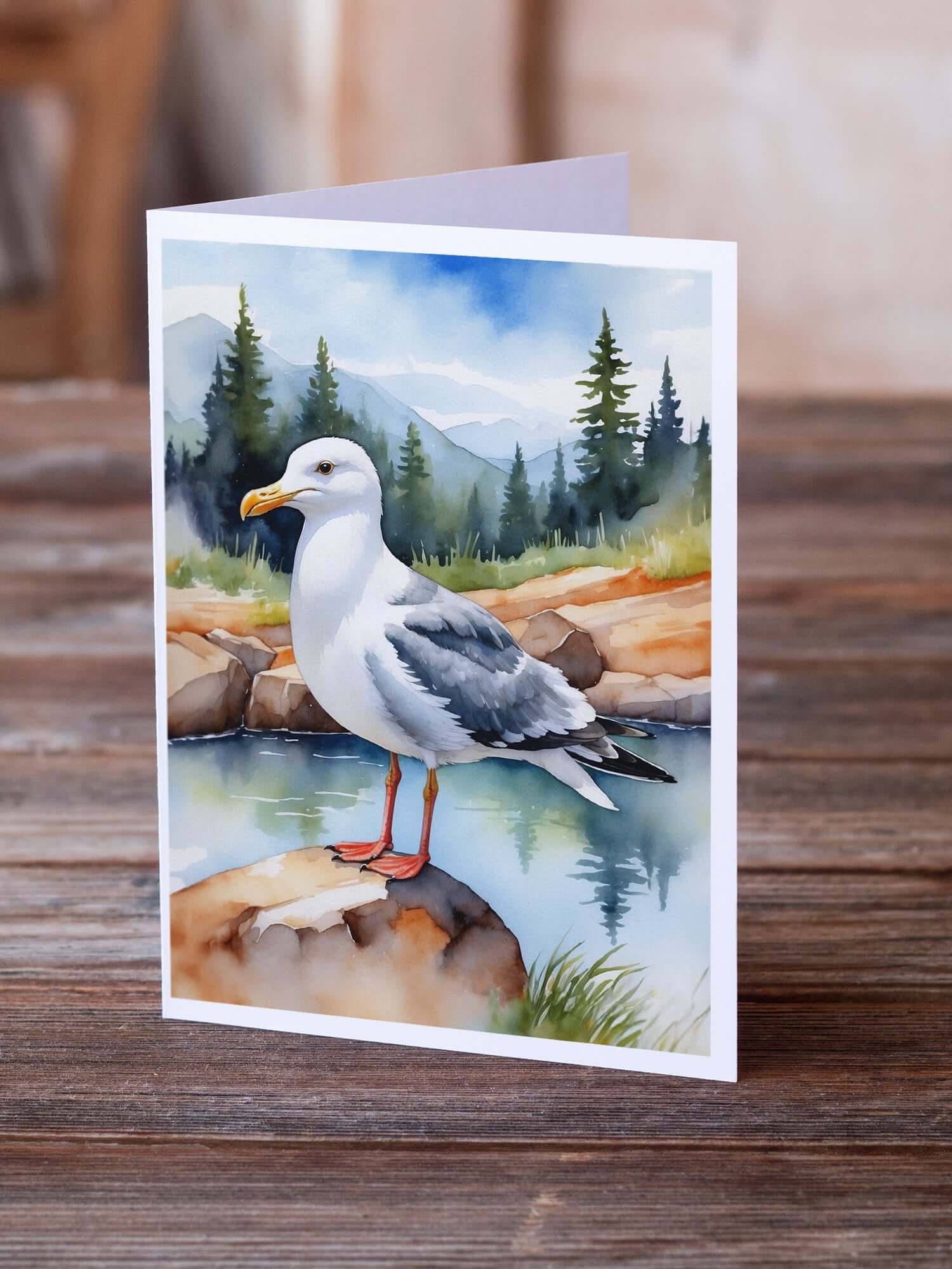 Western Gull Bird Greeting Cards Pack of 8 Blank Cards with Envelopes Whimsical A7 Size 5x7