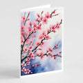 Cherry Blossoms Greeting Cards Pack of 8 Blank Cards with Envelopes Whimsical A7 Size 5x7