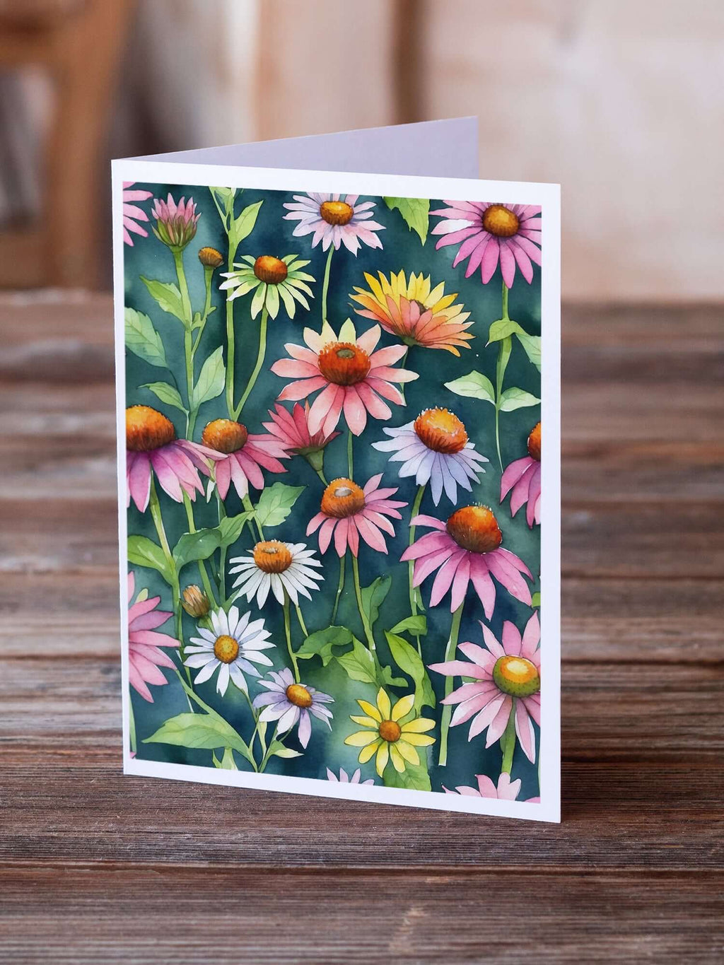 Coneflowers Greeting Cards Pack of 8 Blank Cards with Envelopes Whimsical A7 Size 5x7