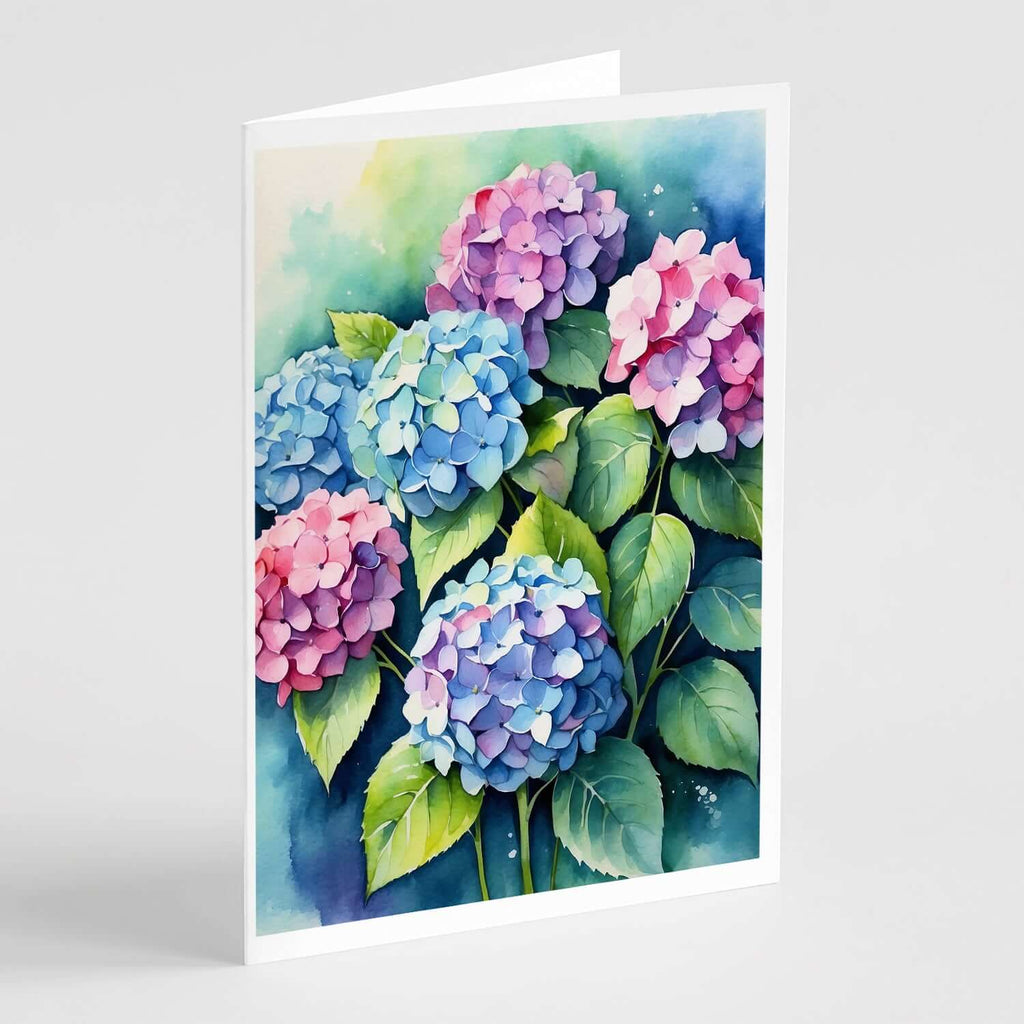 Hydrangeas Greeting Cards Pack of 8 Blank Cards with Envelopes Whimsical A7 Size 5x7