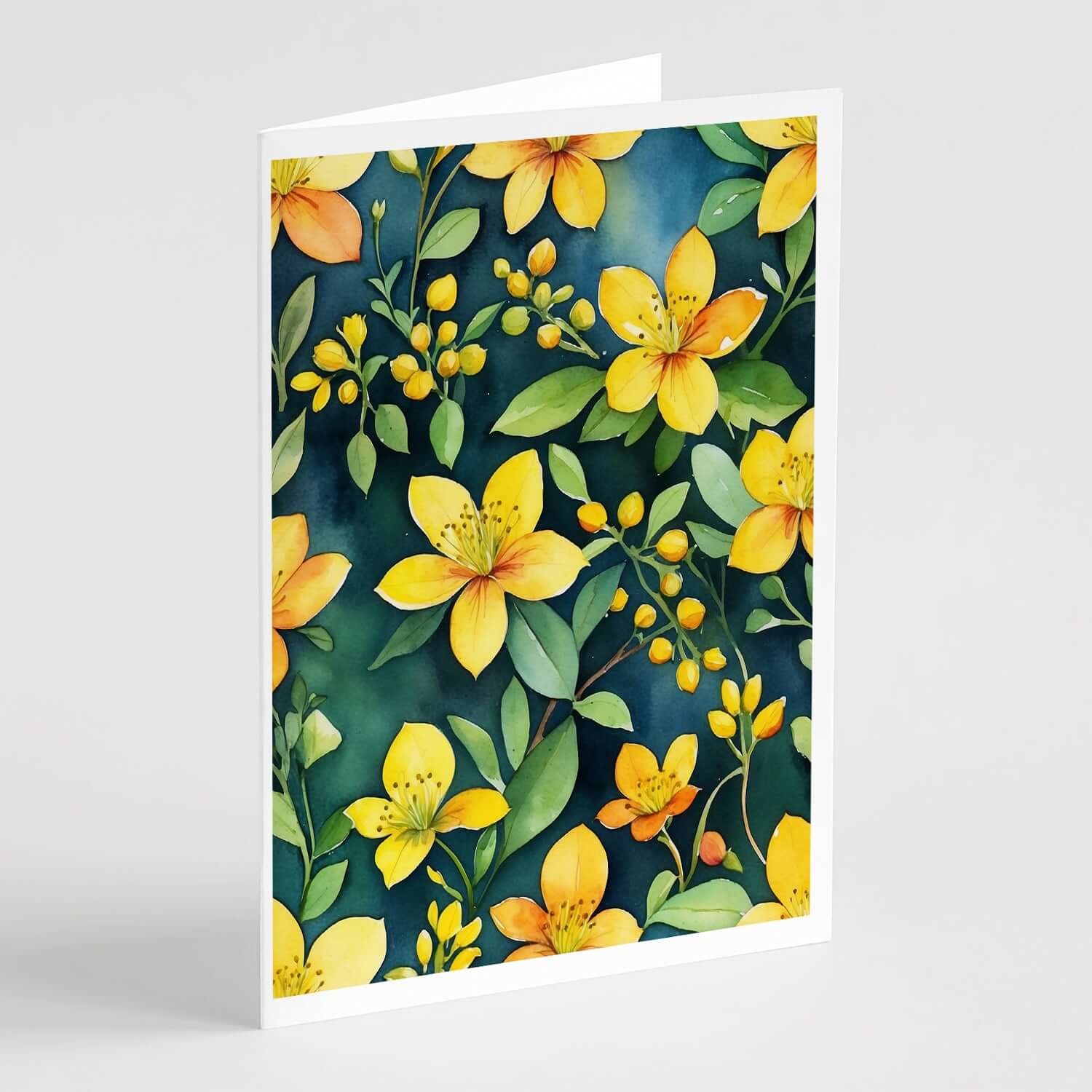 Hypericum or St. John’s Wort Greeting Cards Pack of 8 Blank Cards with Envelopes Whimsical A7 Size 5x7