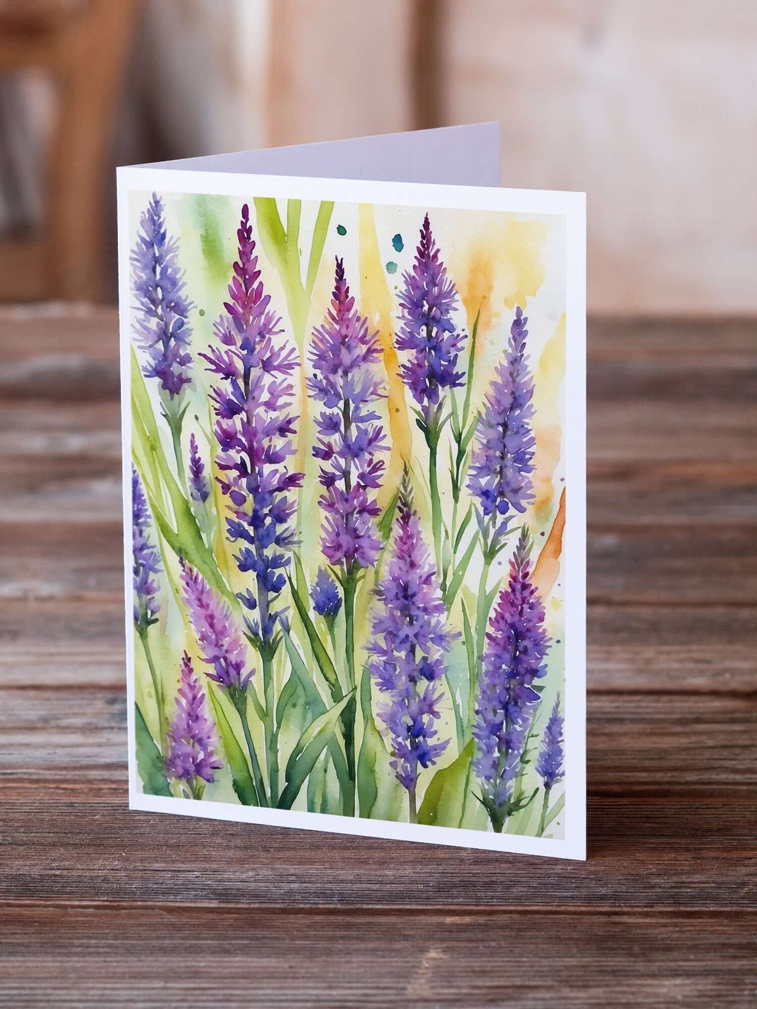 Liatris Flowers Greeting Cards Pack of 8 Blank Cards with Envelopes Whimsical A7 Size 5x7