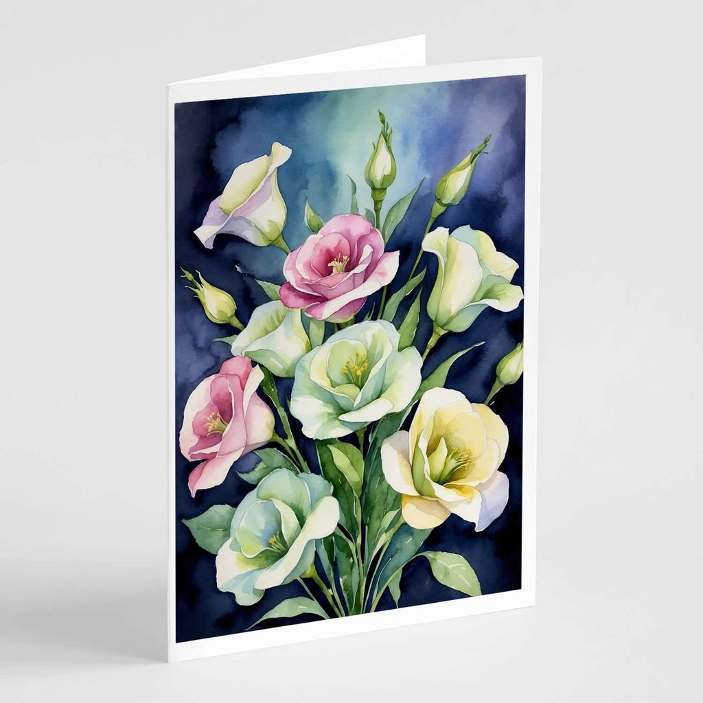 Lisianthus Flowers Greeting Cards Pack of 8 Blank Cards with Envelopes Whimsical A7 Size 5x7