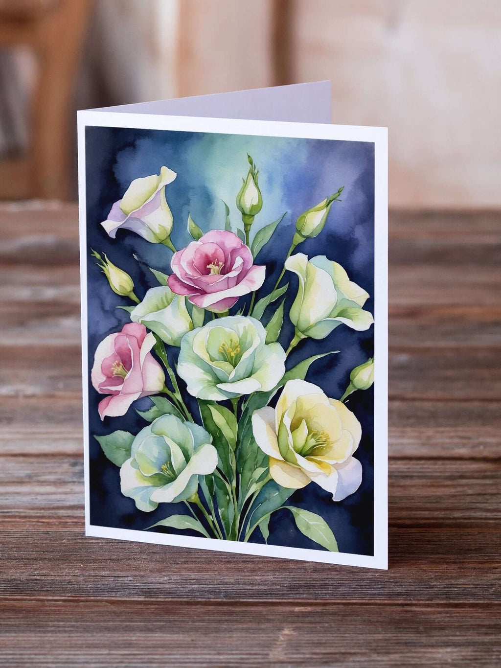 Lisianthus Flowers Greeting Cards Pack of 8 Blank Cards with Envelopes Whimsical A7 Size 5x7