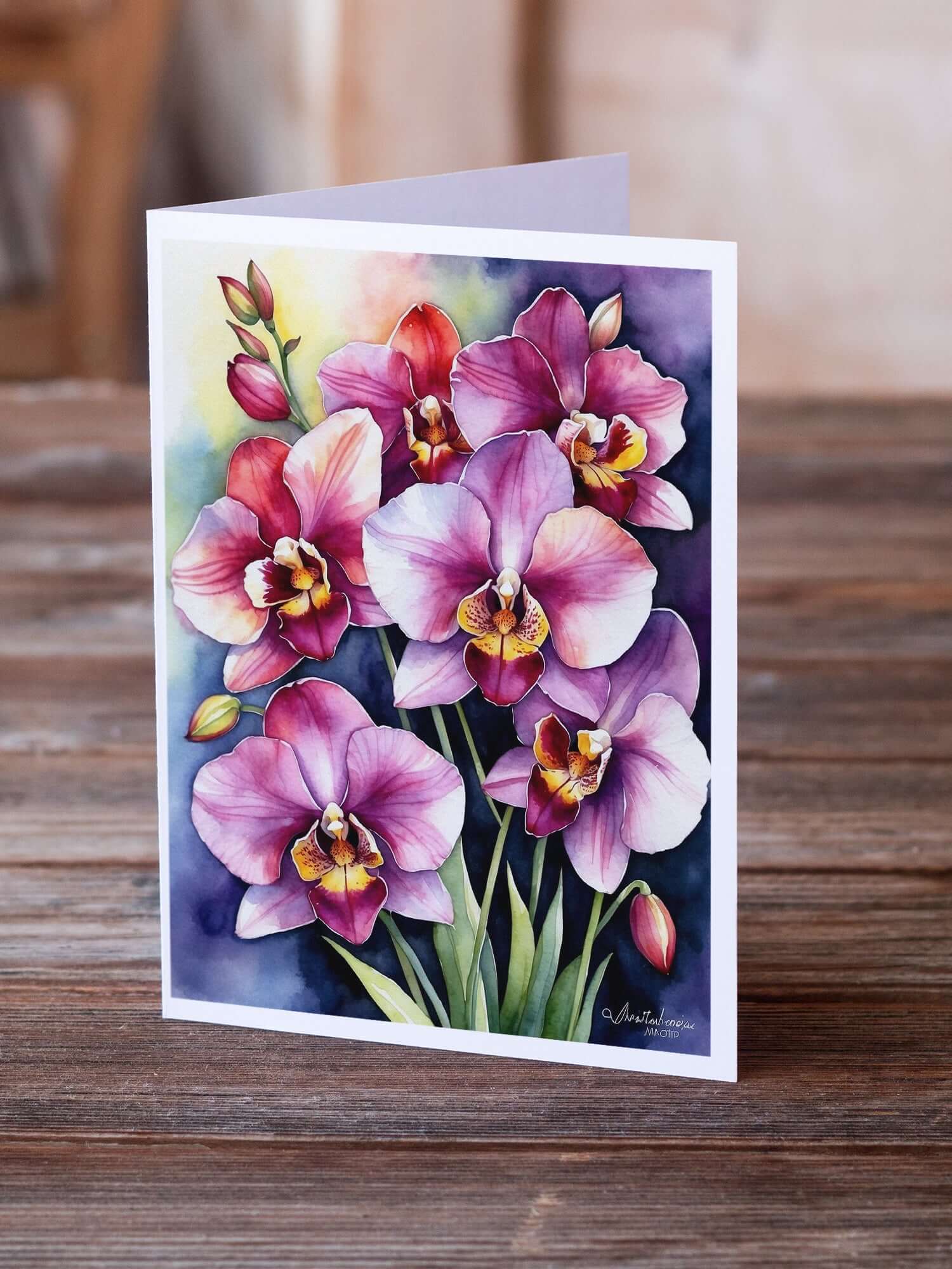 Miltoniopsis Orchids Greeting Cards Pack of 8 Blank Cards with Envelopes Whimsical A7 Size 5x7