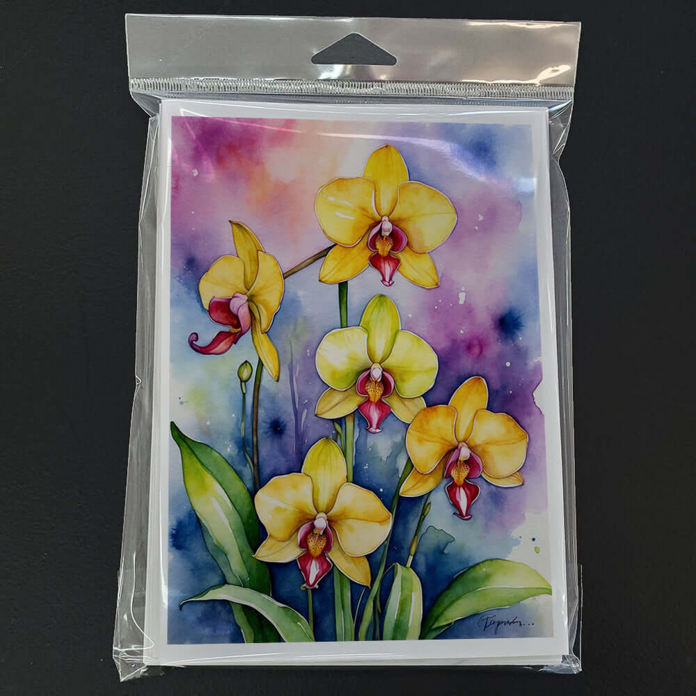 Paphiopedilum Orchids Greeting Cards Pack of 8 Blank Cards with Envelopes Whimsical A7 Size 5x7
