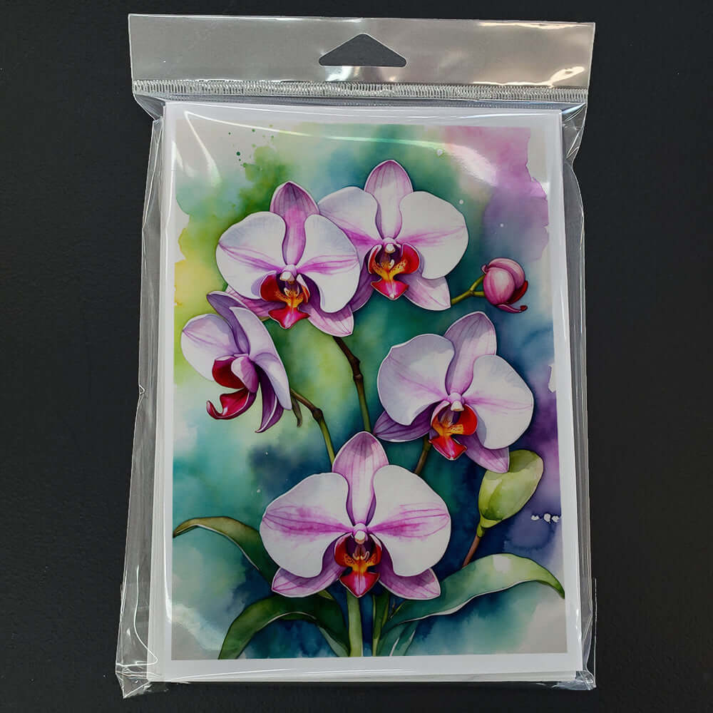 Phalaenopsis Orchids Greeting Cards Pack of 8 Blank Cards with Envelopes Whimsical A7 Size 5x7