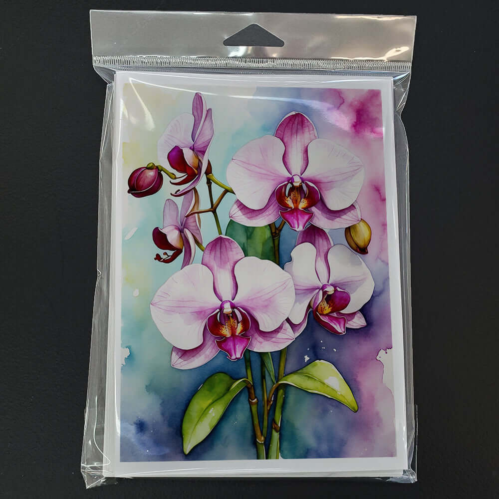 Phalaenopsis Orchids Greeting Cards Pack of 8 Blank Cards with Envelopes Whimsical A7 Size 5x7