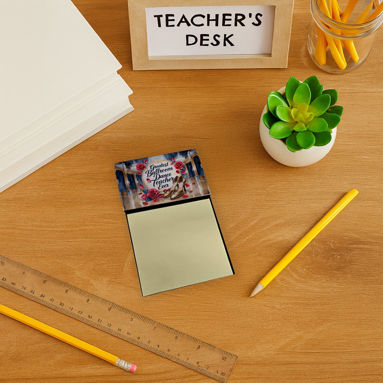 Greatest Ballroom Dance Teacher Ever Funny Sticky Note Holder for Teacher's Gift Refillable with 3x3 Notes