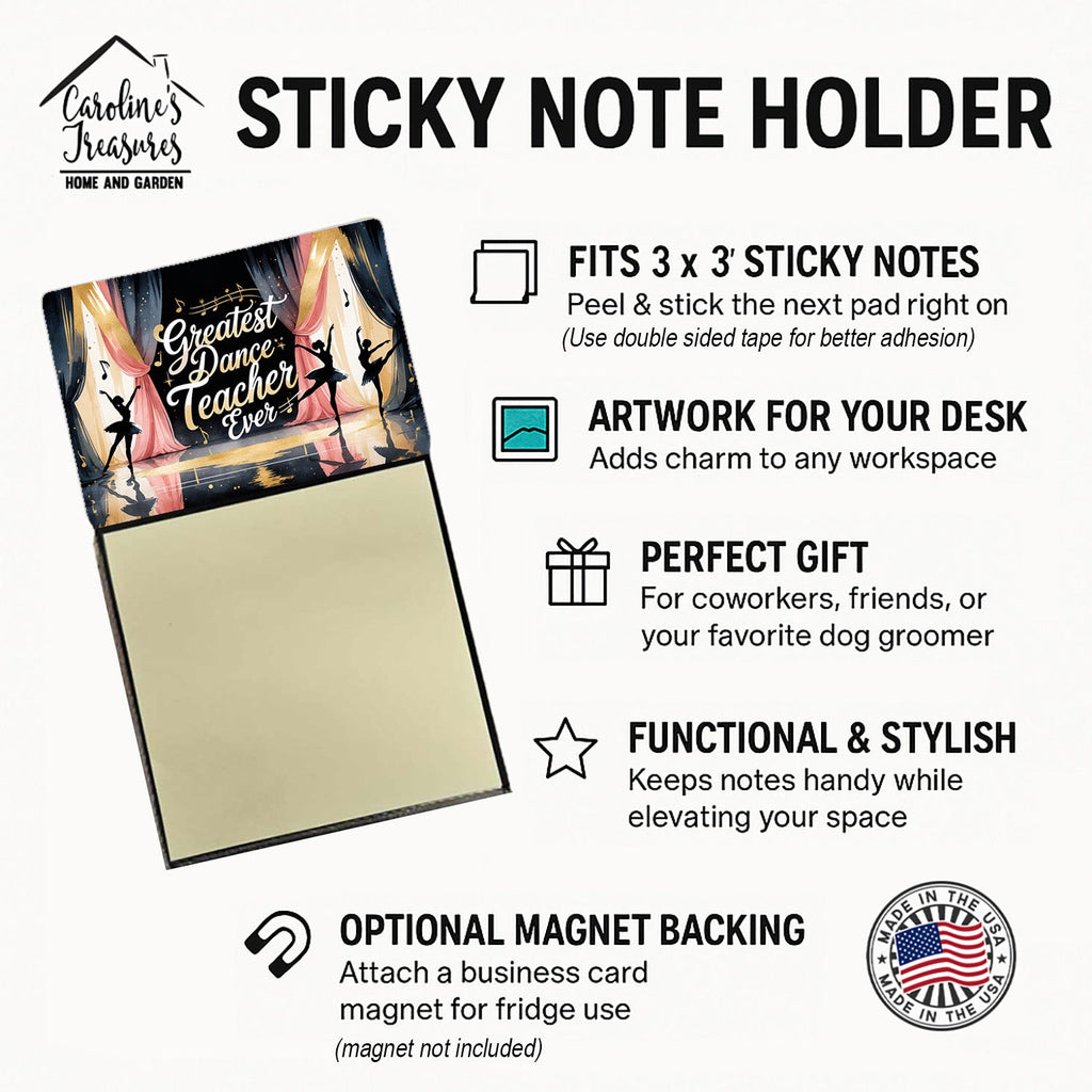 Greatest Dance Teacher Ever Funny Sticky Note Holder for Teacher's Gift Refillable with 3x3 Notes
