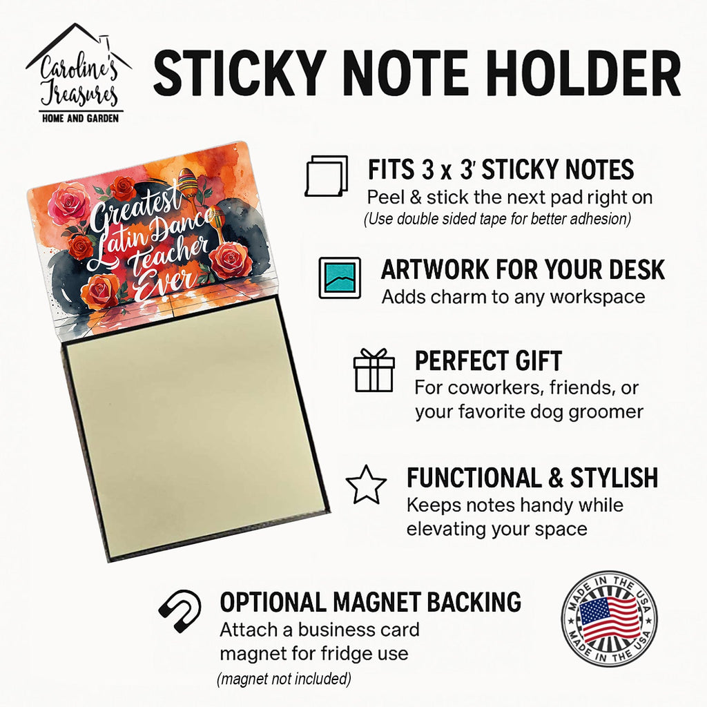 Greatest Latin Dance Teacher Ever Funny Sticky Note Holder for Teacher's Gift Refillable with 3x3 Notes