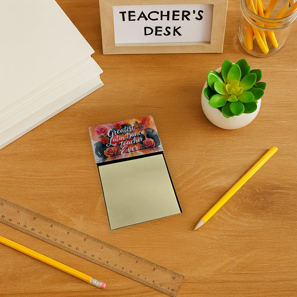 Greatest Latin Dance Teacher Ever Funny Sticky Note Holder for Teacher's Gift Refillable with 3x3 Notes