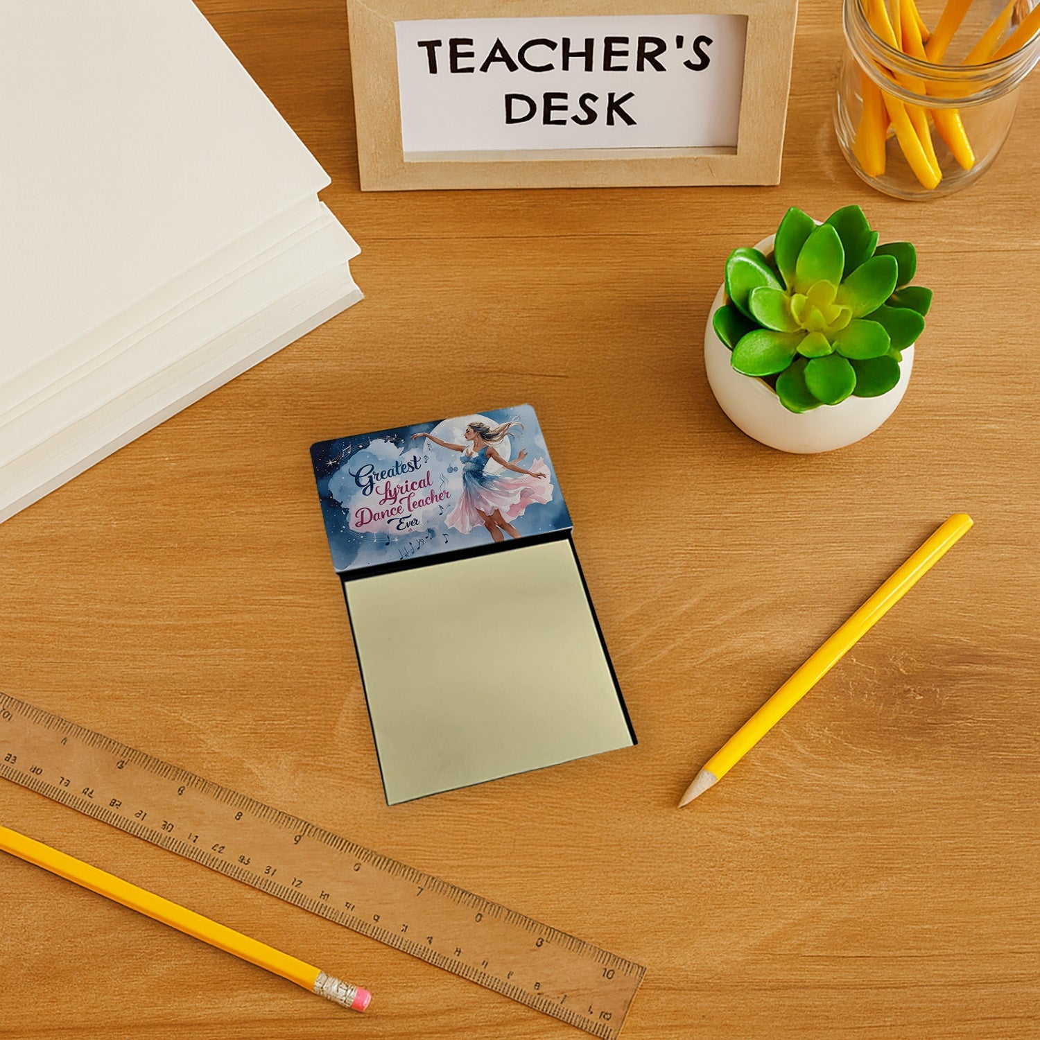 Greatest Lyrical Dance Teacher Ever Funny Sticky Note Holder for Teacher's Gift Refillable with 3x3 Notes