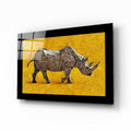 Yellow Impasto Walking Rhino Glass Wall Art