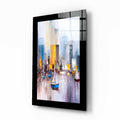 Amber Skyline Sailboats Palette Knife Glass Wall Art