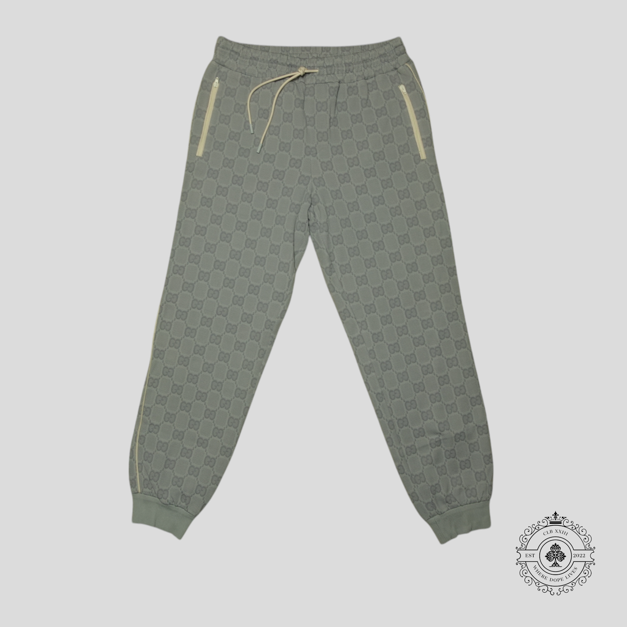Gucci Tonal Jacquard Track Pants in Light Grey