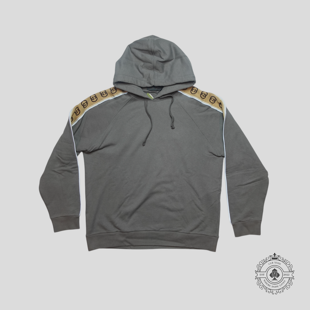 Gucci Interlocking G Embroidered Sleeves Hoodie in Grey
