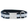 1″ Black Reflective Jingle Free Tag Dog Collar