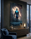 Nebula Cosmic Man On Rocky Ground Glass Wall Art
