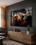 Buffalo Head Paint Splash Glass Wall Art